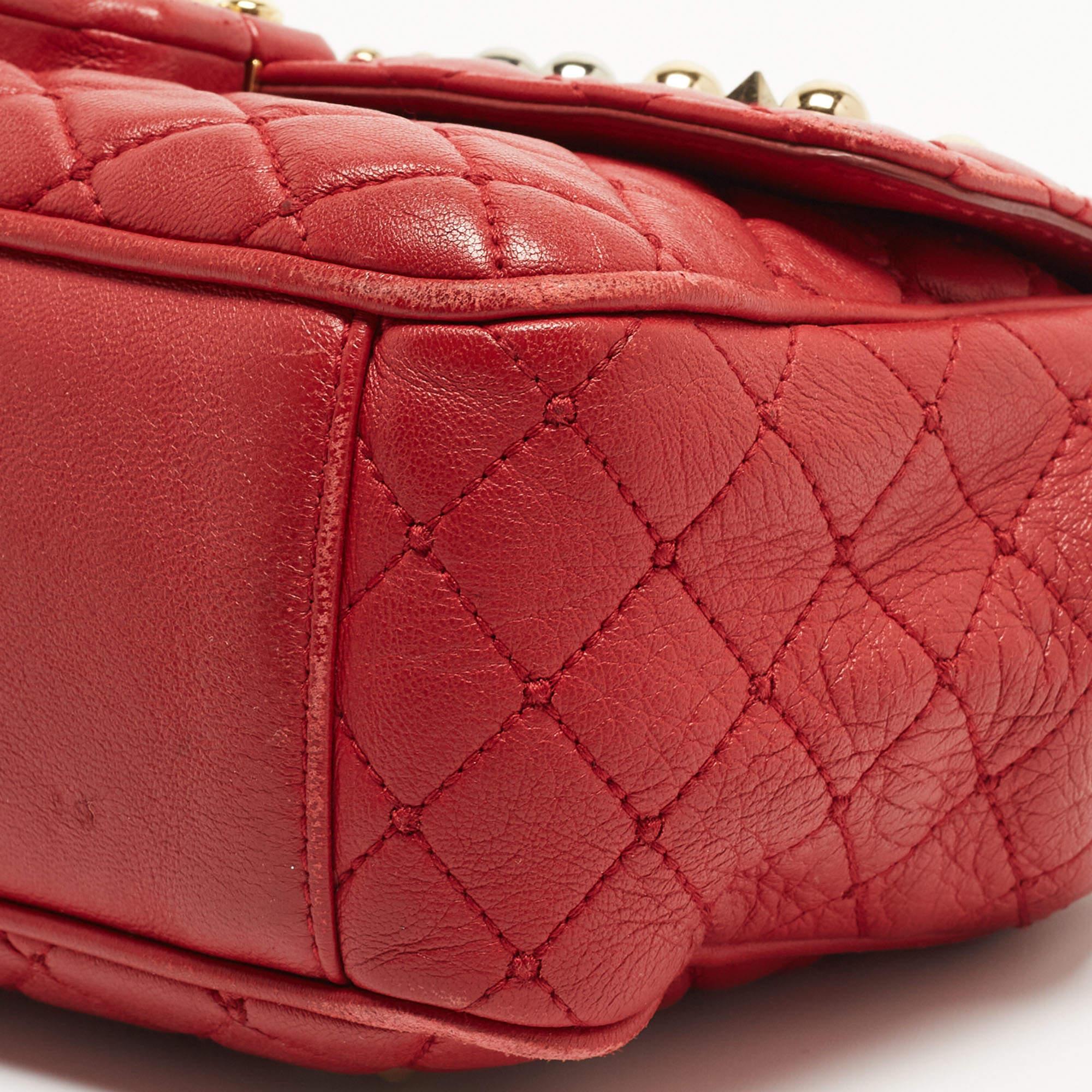 Dolce & Gabbana Red Quilted Leather Lucia Embellished Shoulder Bag 3