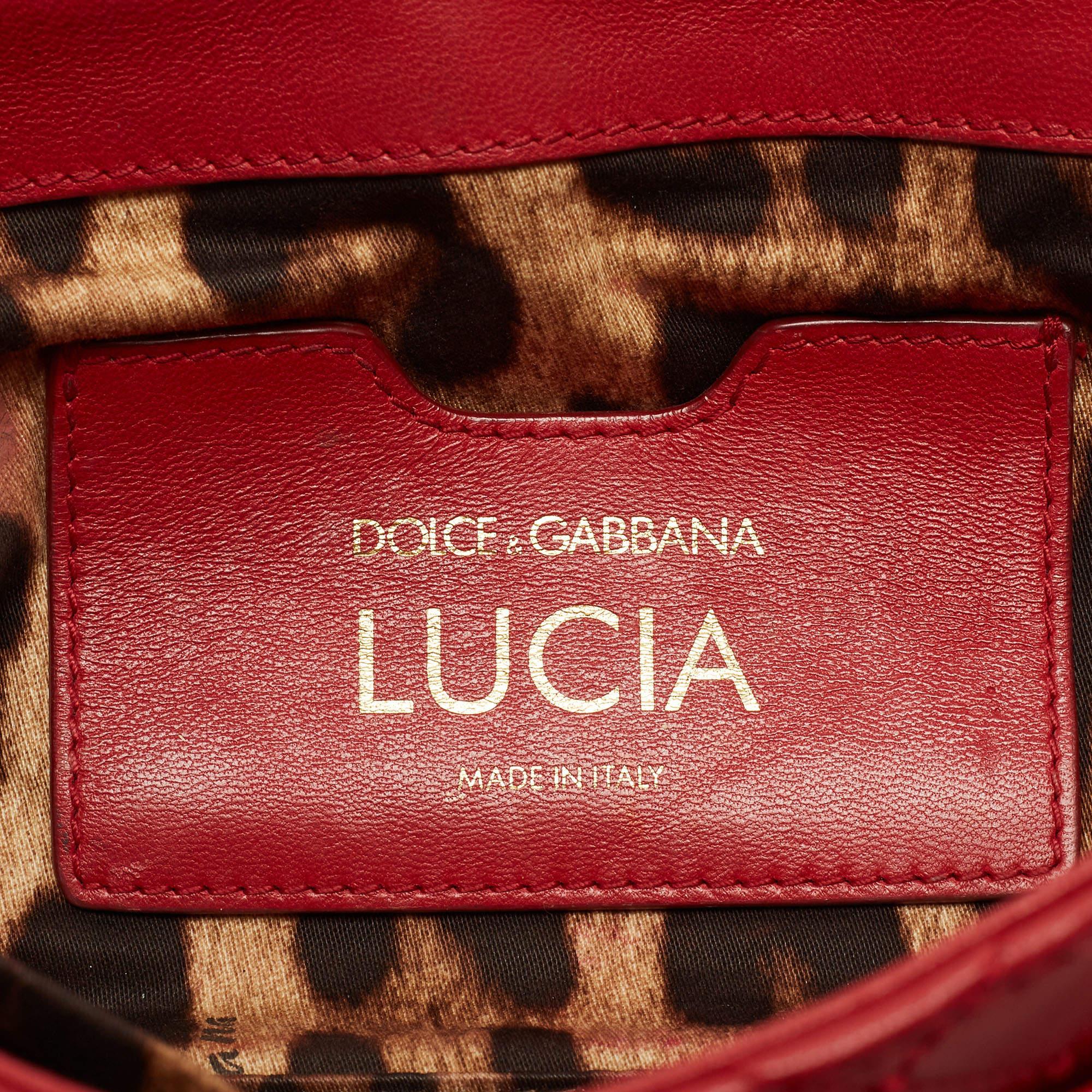 Dolce & Gabbana Red Quilted Leather Lucia Embellished Shoulder Bag 4