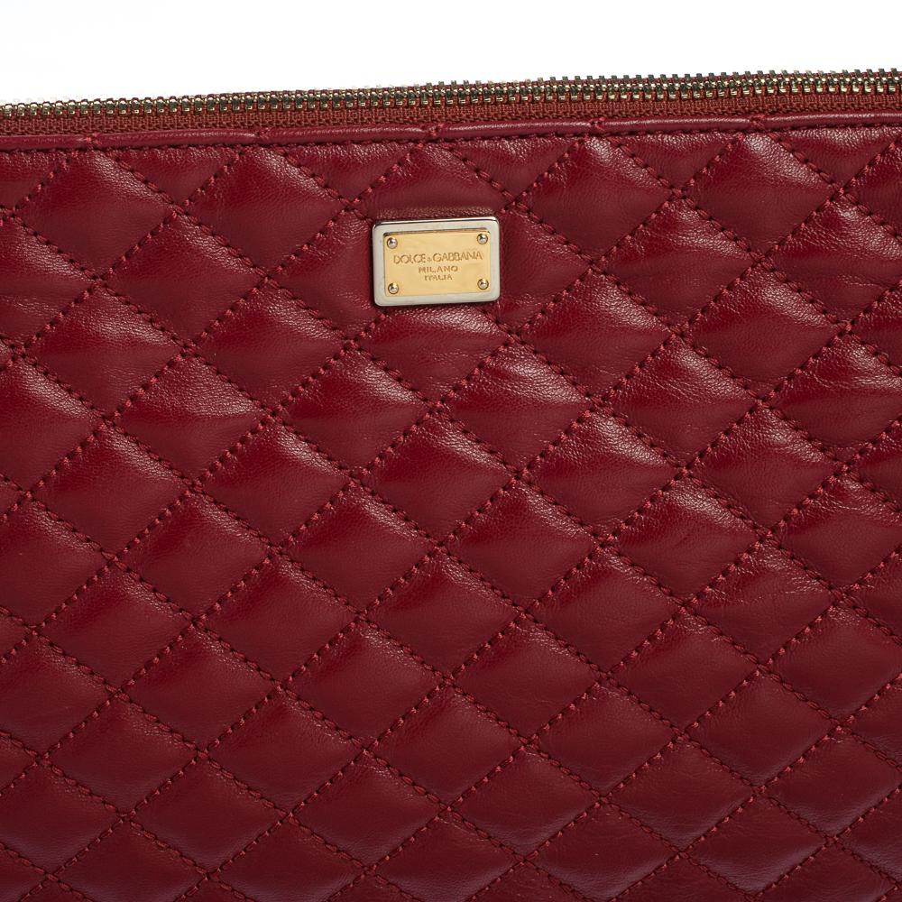 Dolce & Gabbana Red Quilted Leather Pouch 5
