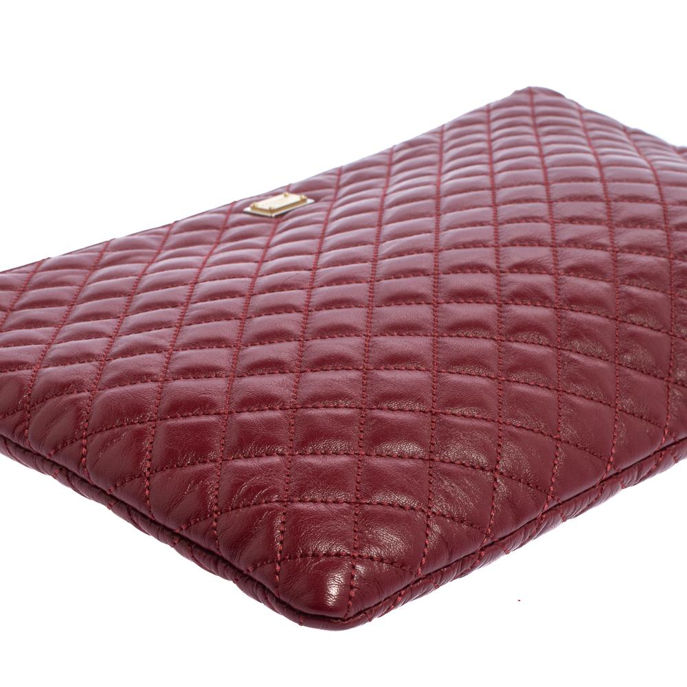 Dolce & Gabbana Red Quilted Leather Pouch 6
