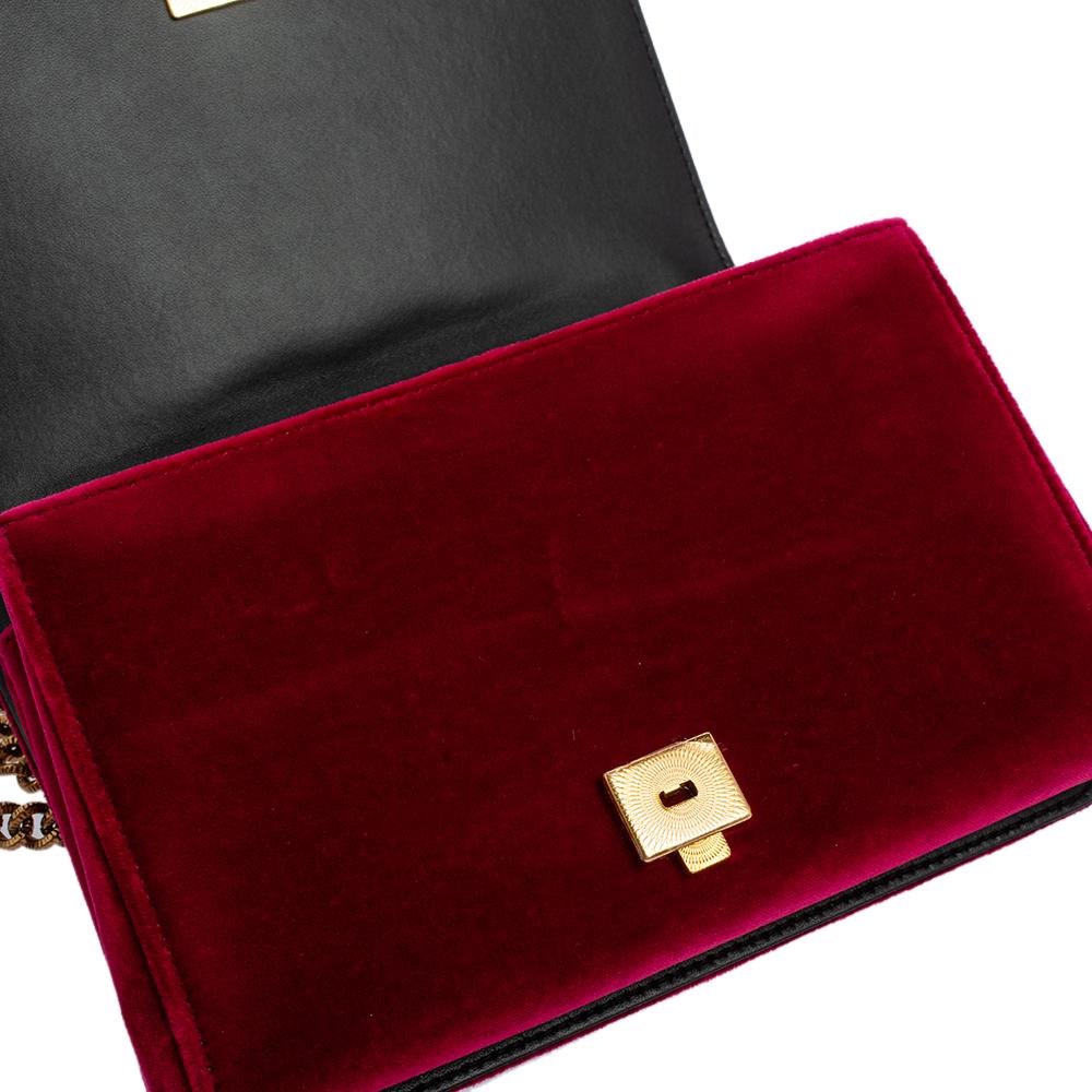 Dolce & Gabbana Red Quilted Velvet Medium Devotion Chain Shoulder Bag 1