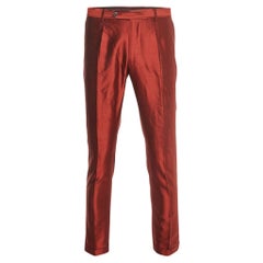 Dolce & Gabbana Red Raw Silk Tailored Pants M