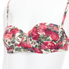 DOLCE GABBANA red rose floral print Balconette bikini high waisted bikini