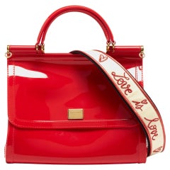 Dolce & Gabbana Miss Sicily Top Handle Bag aus rotem Gummi