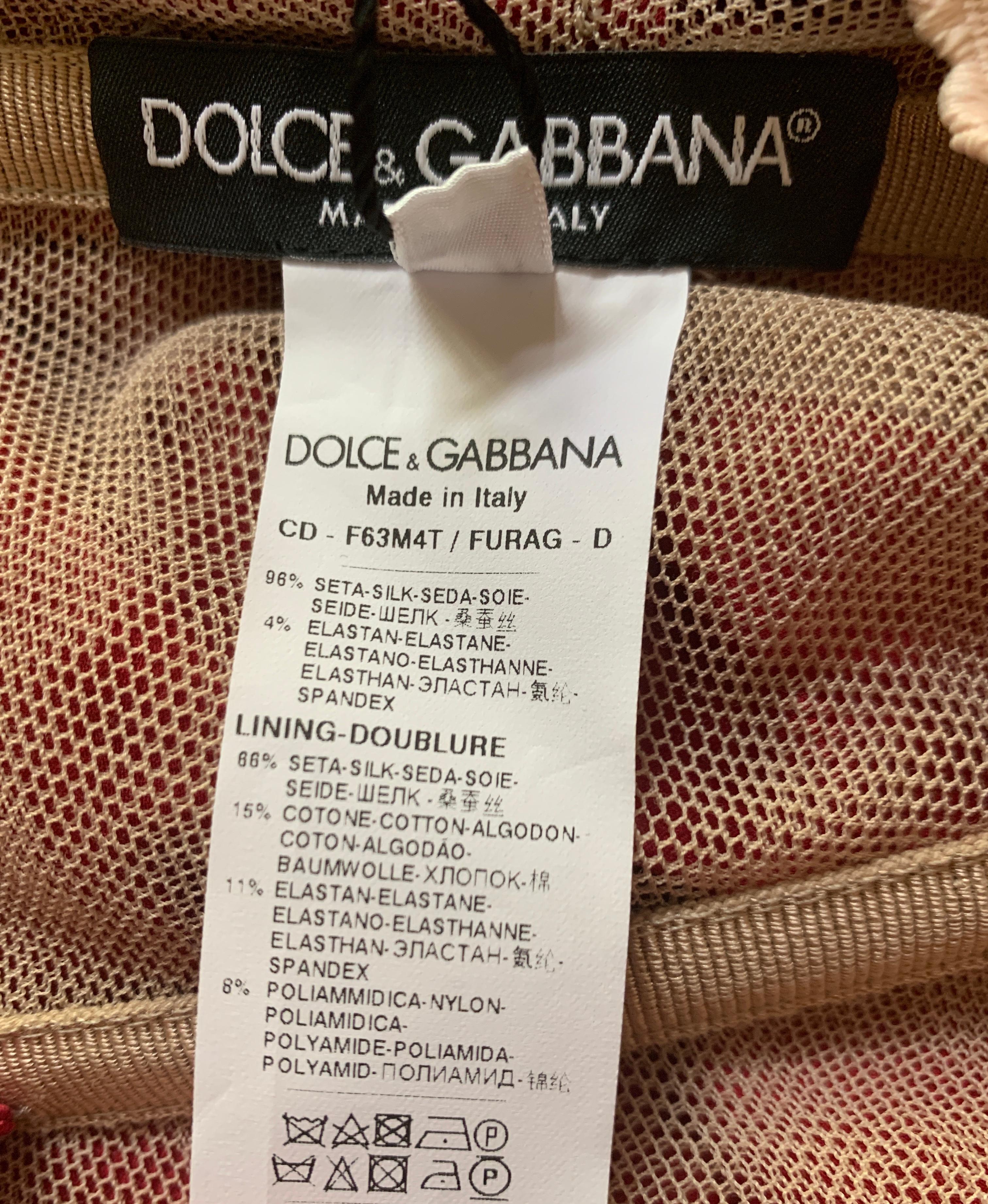 Dolce & Gabbana Red Ruched Silk Satin Cocktail Dress New with Tags 1