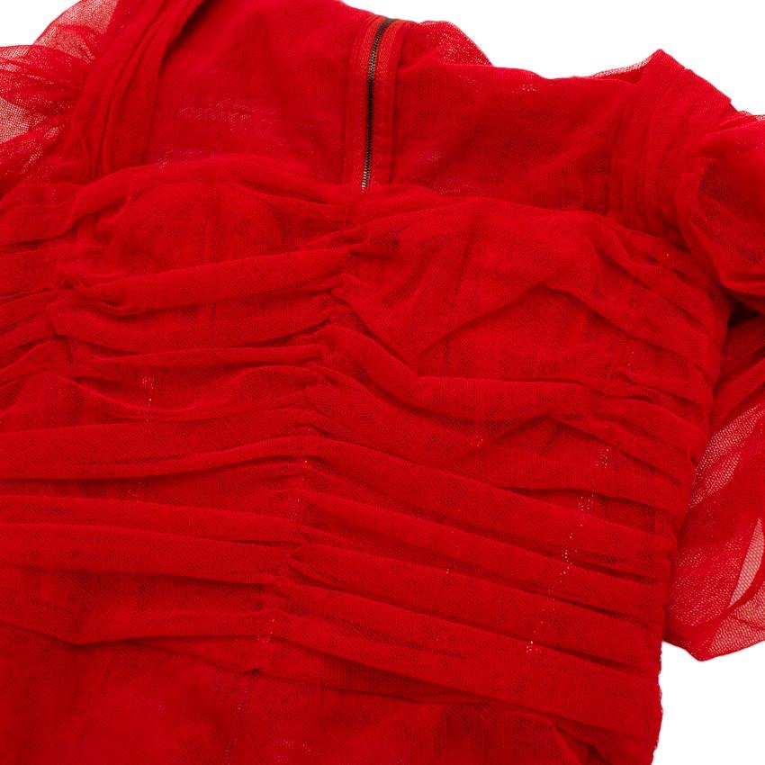 red tulle midi dress