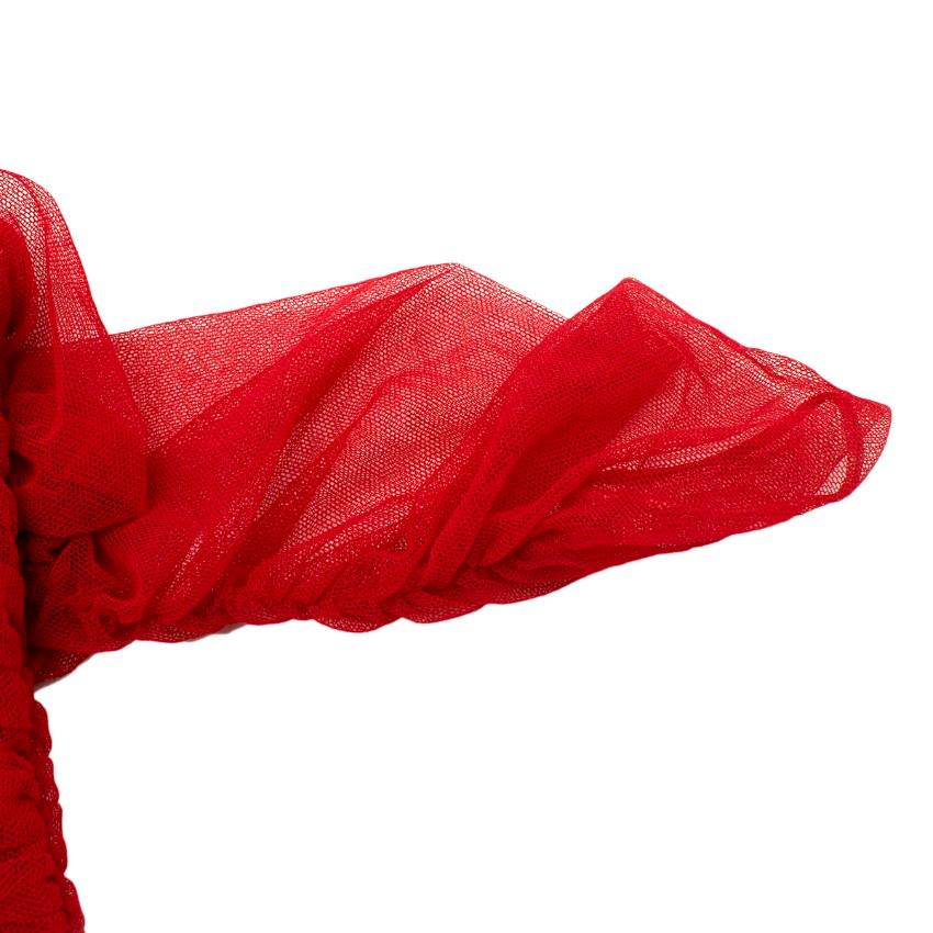 Dolce & Gabbana Red Ruched Stretch-tulle Midi Dress - Us size 8 In New Condition In London, GB