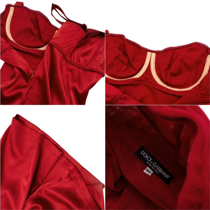 Dolce & Gabbana Red Ruched Stretch-tulle Midi Dress - Us size 8 1