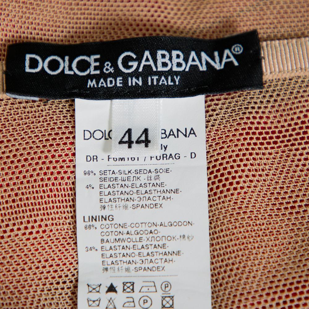 Dolce & Gabbana Red Satin Silk Embellished Draped Strapless Dress M 1