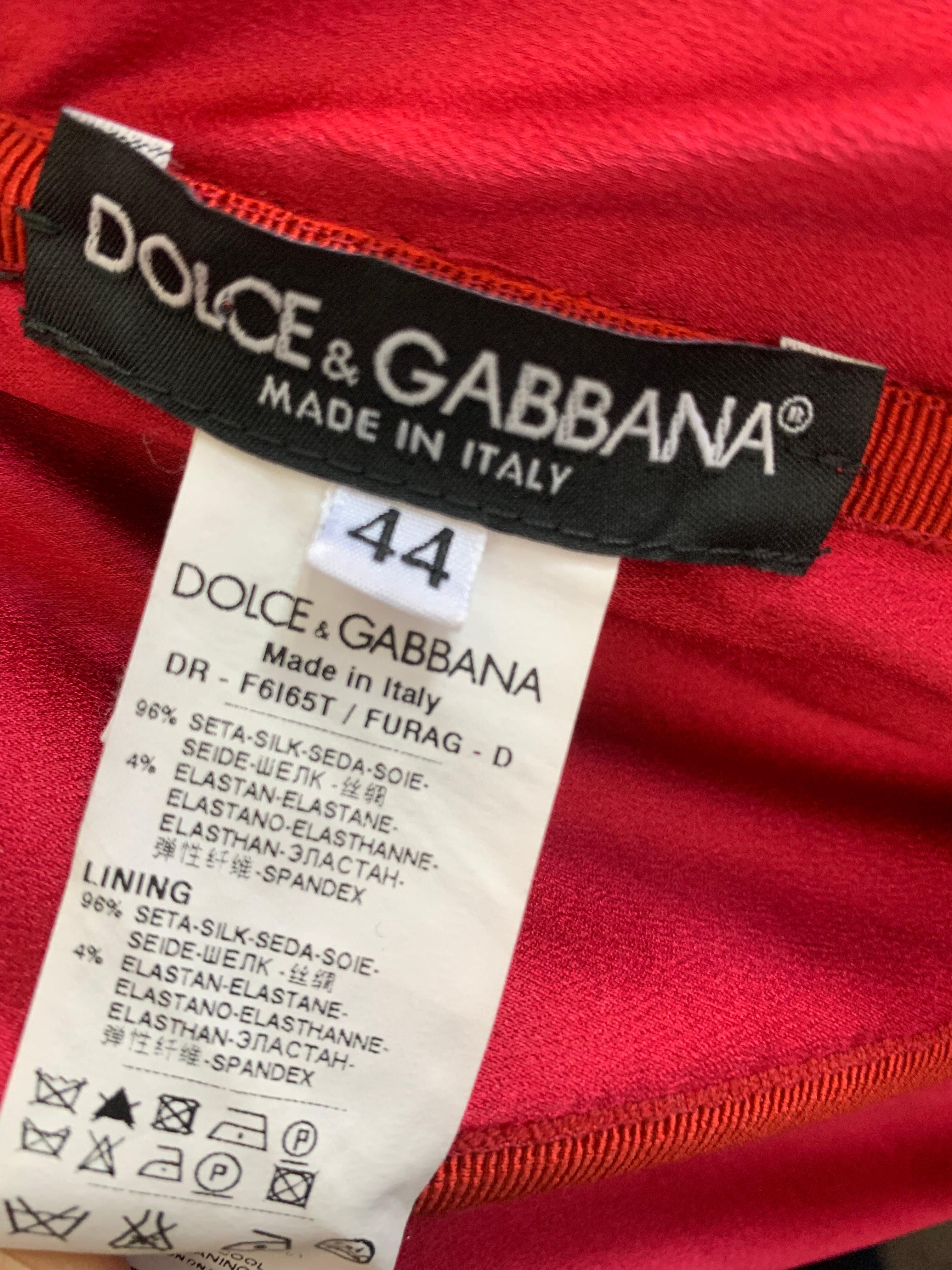 Dolce & Gabbana Red Satin Strapless Corset Gown w Fishtail Hem & Ruched Bodice For Sale 12