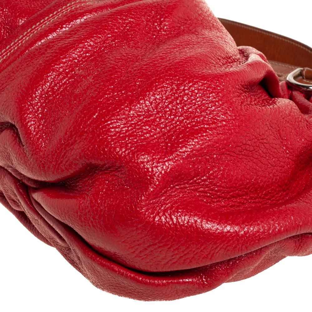 Dolce & Gabbana Red Shimmery Glossy Leather Miss Fluid Hobo 3