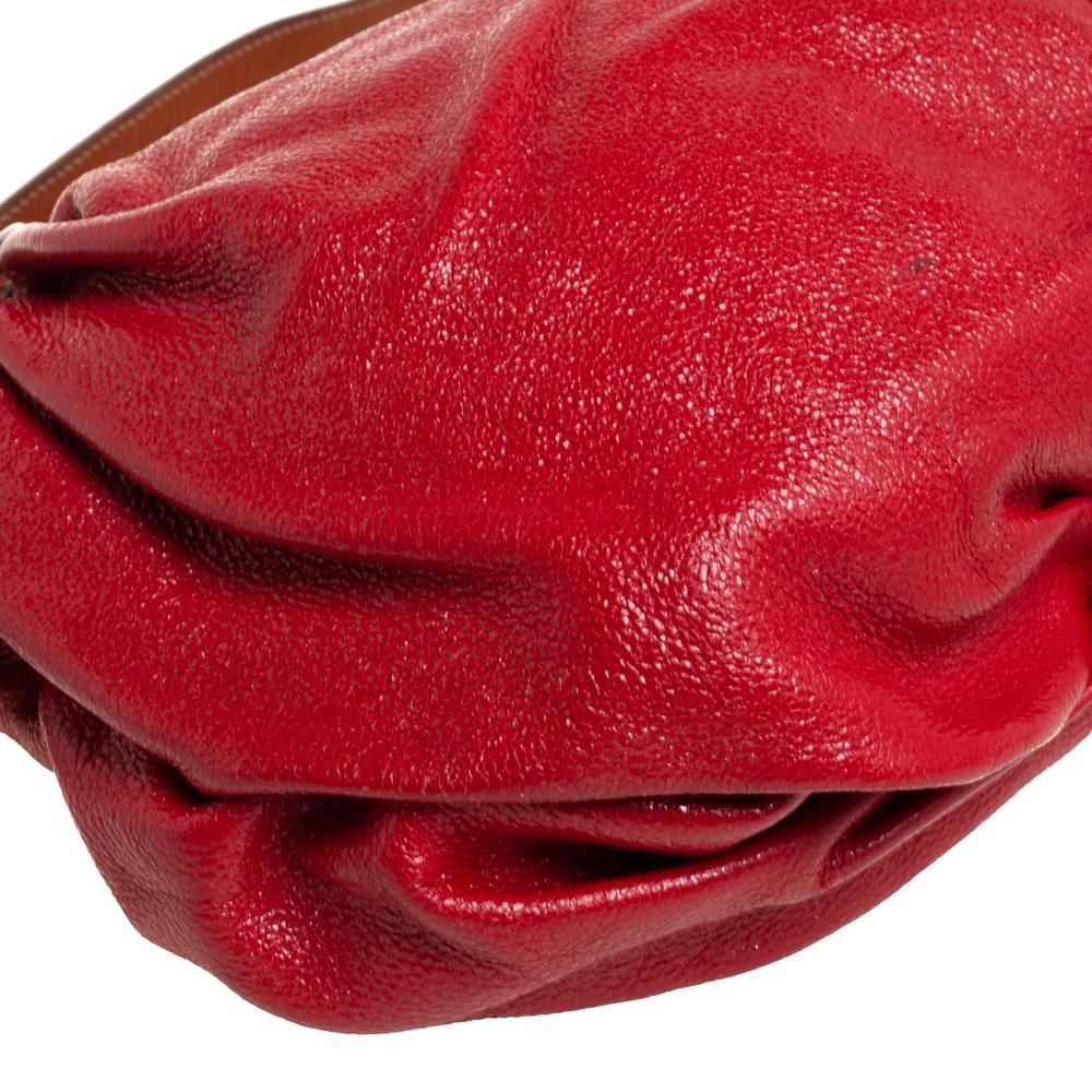 Dolce & Gabbana Red Shimmery Glossy Leather Miss Fluid Hobo 4
