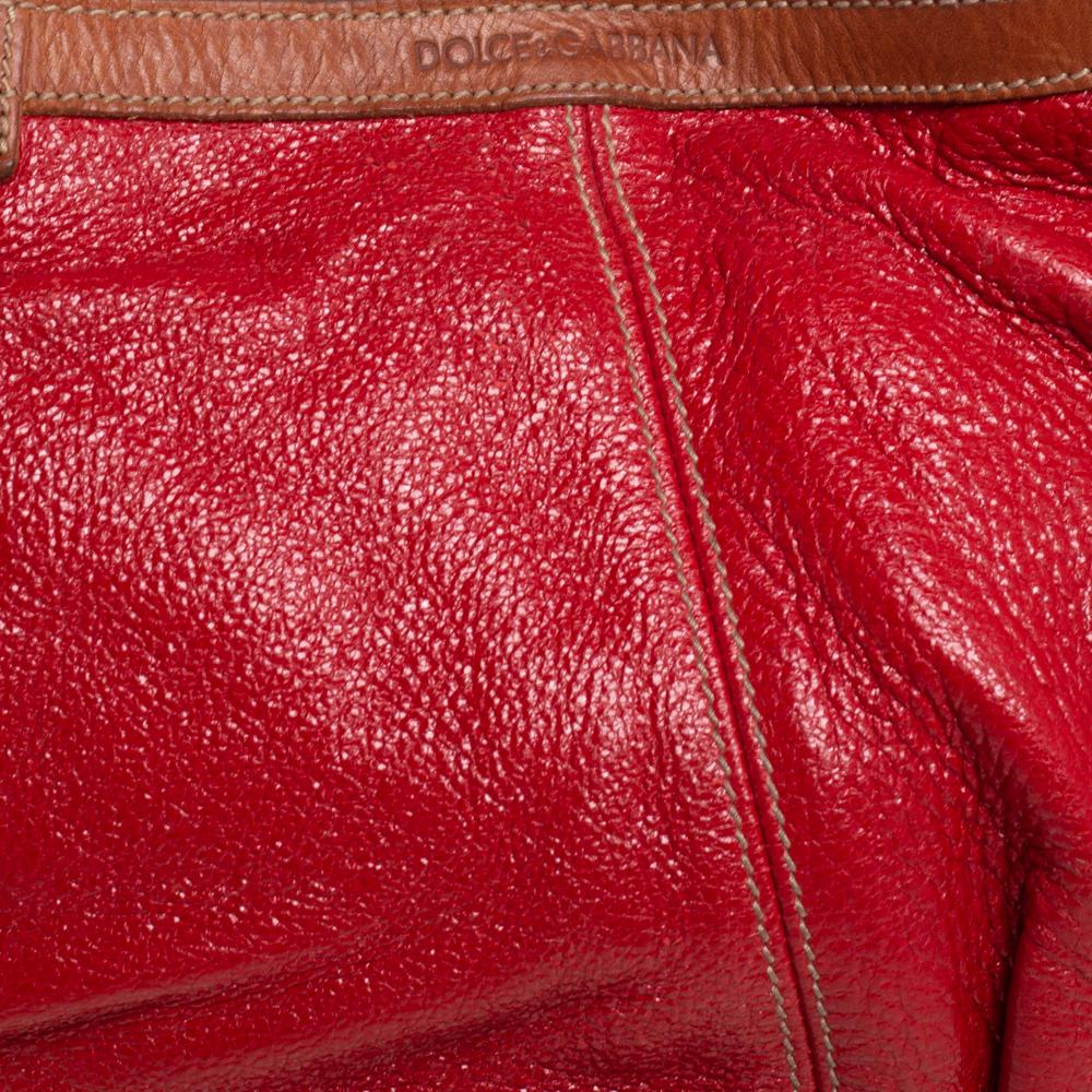 Dolce & Gabbana Red Shimmery Glossy Leather Miss Fluid Hobo 2