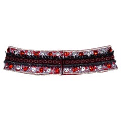 Dolce & Gabbana red silk and lace crystal embellished belt, fw 1999