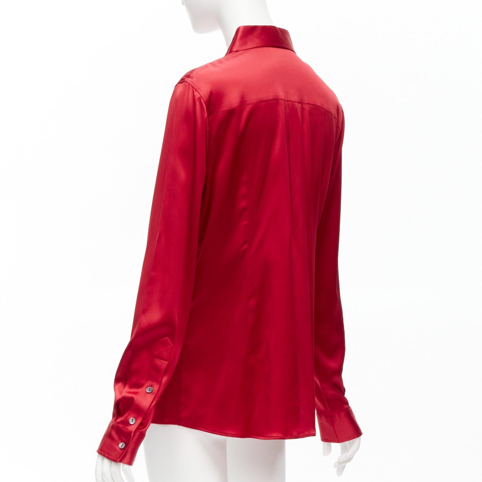 DOLCE GABBANA red silk blend darted double button dress shirt IT46 XL For Sale 1