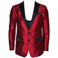 Dolce & Gabbana Red Silk Martini Vest and Tuxedo Blazer Set S