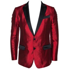 Dolce & Gabbana Red Silk Martini Vest and Tuxedo Blazer Set S