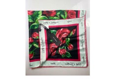 Dolce & Gabbana Red Silk Rose Amore Printed Large Scarf Wrap Floral Flowers DG
