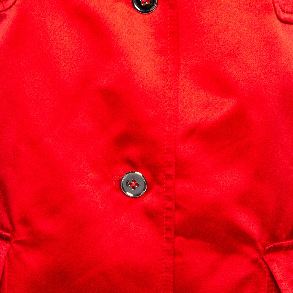 Dolce & Gabbana Rot Seide Satin Knopf vorne Mantel L Damen