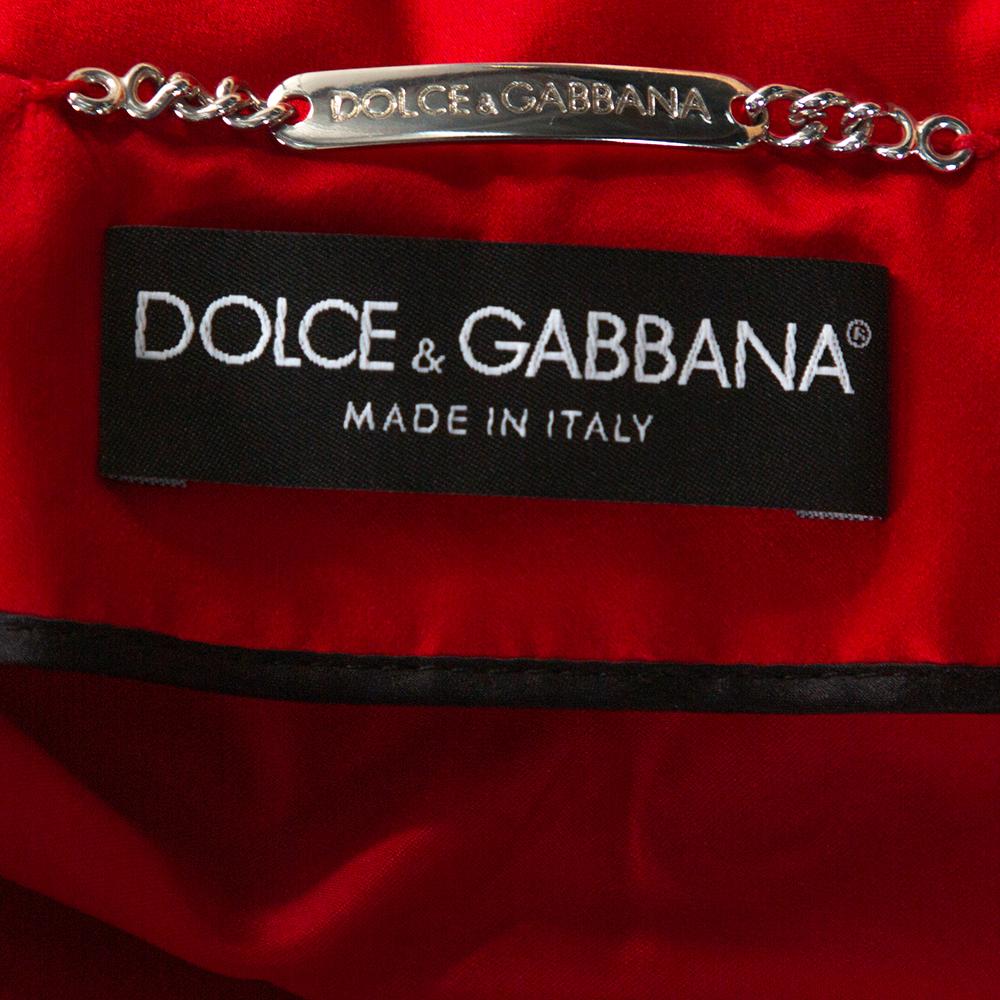 Dolce & Gabbana Rot Seide Satin Knopf vorne Mantel L 1