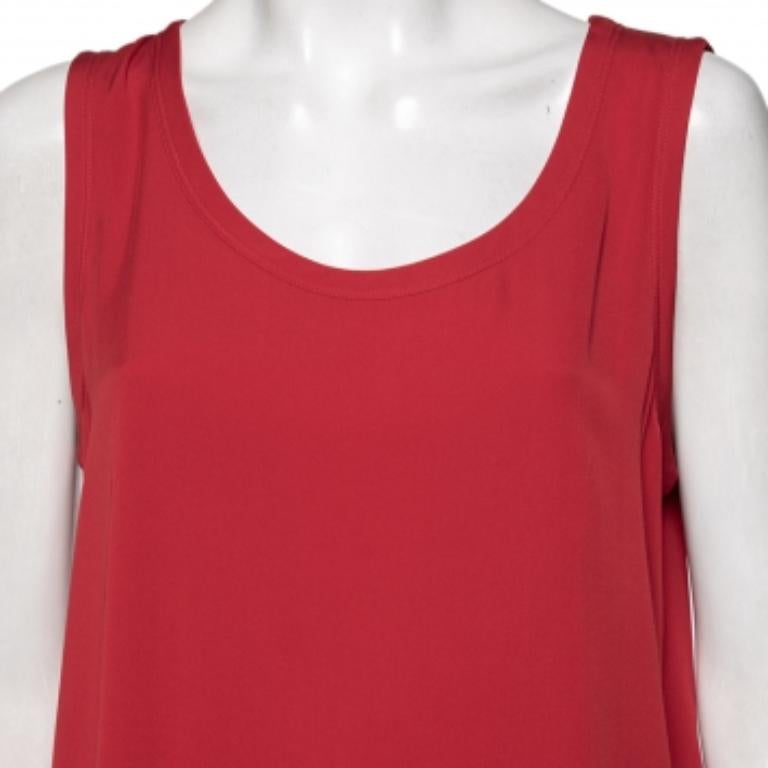 Top sin mangas de seda roja Dolce & Gabbana M Rojo en venta