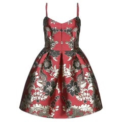 Dolce & Gabbana Red Silver Floral Leopard Mini Dress Cocktail Party Evening DG