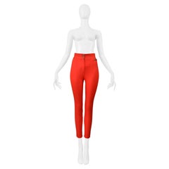 Dolce & Gabbana Red Skinny Pants With Black Piping And Logo