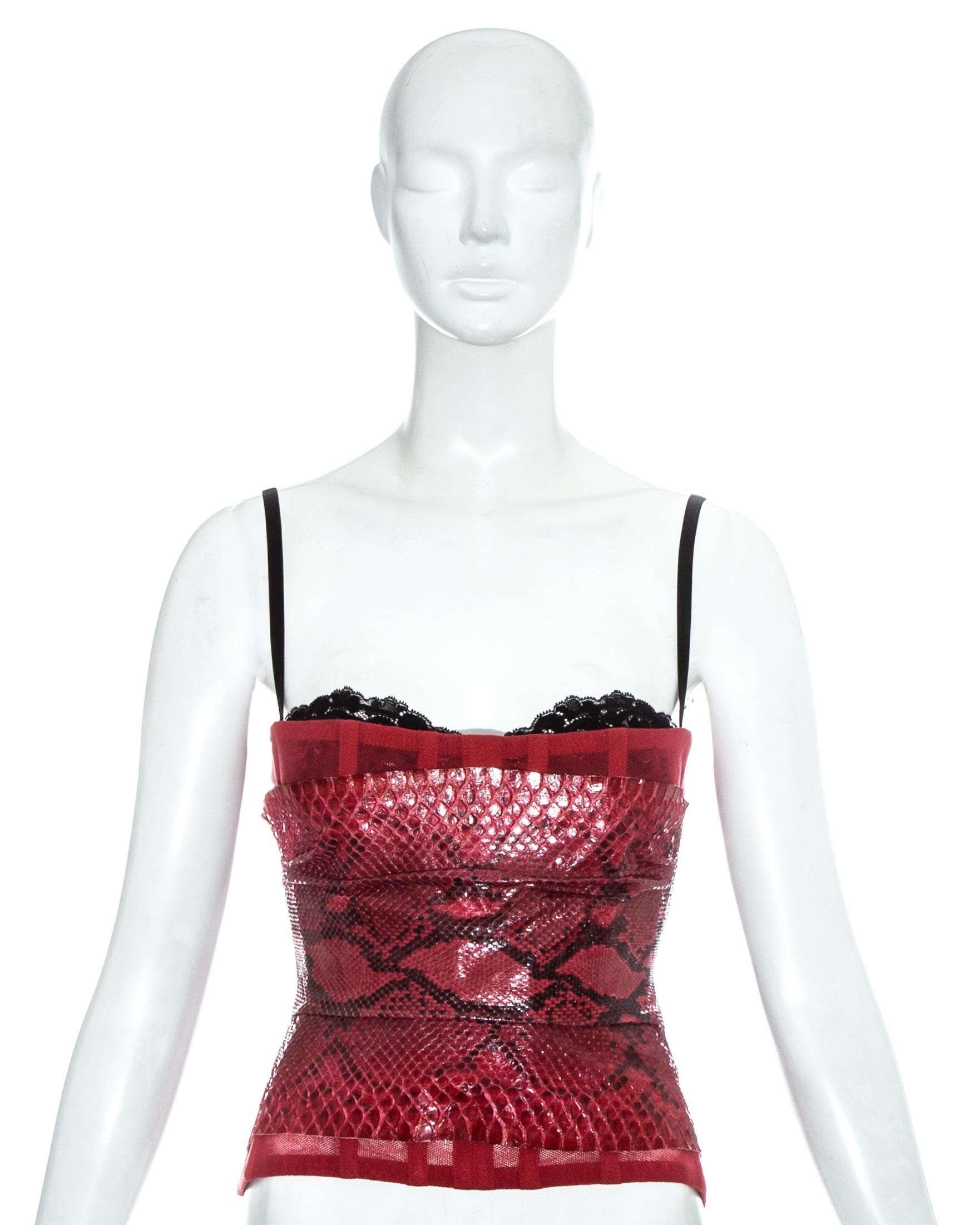 Dolce & Gabbana mesh corset with built in bra, internal boning and python overlay. 

Spring-Summer 2005
