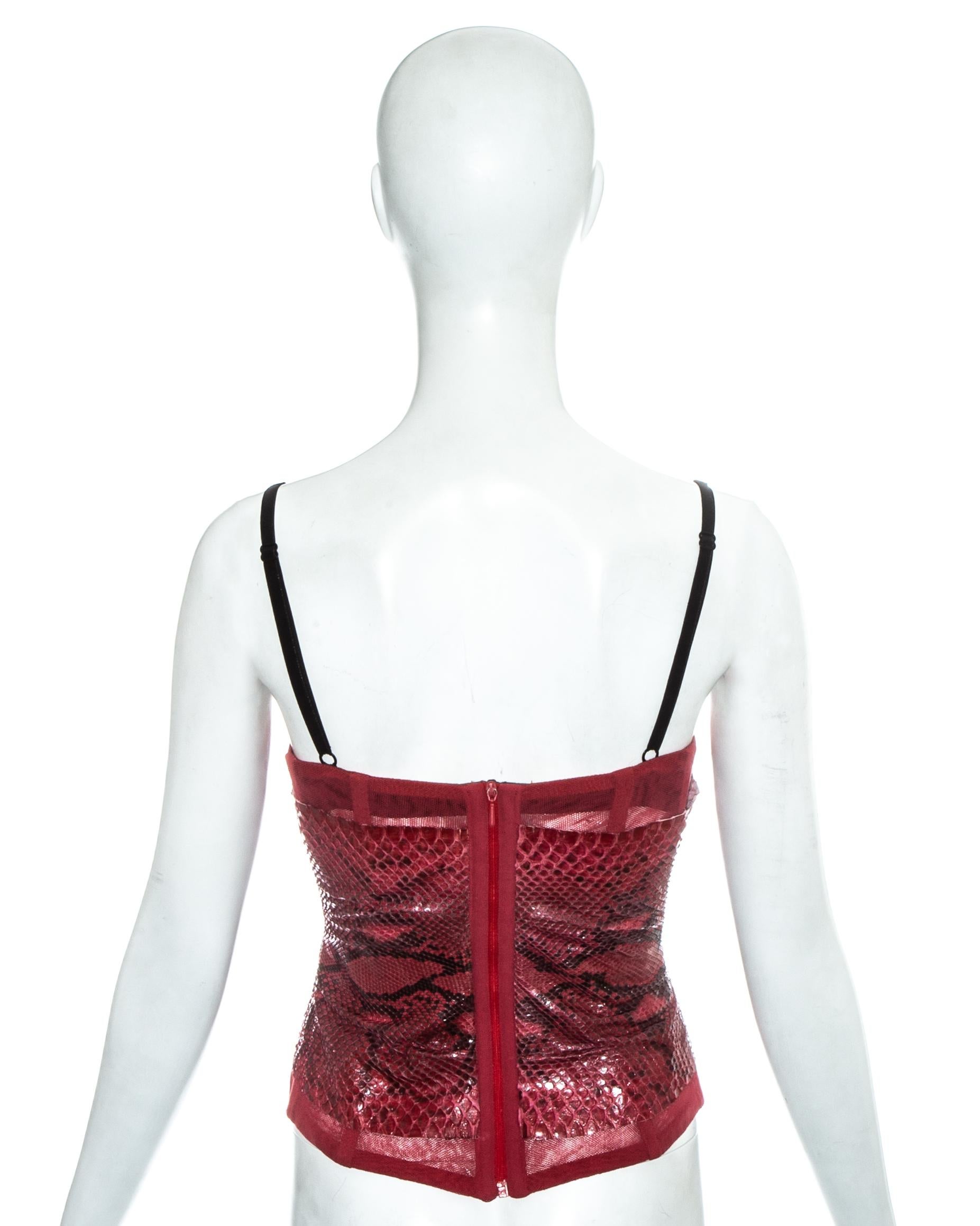 Dolce & Gabbana red snakeskin and mesh corset, ss 2005 In Good Condition In London, GB