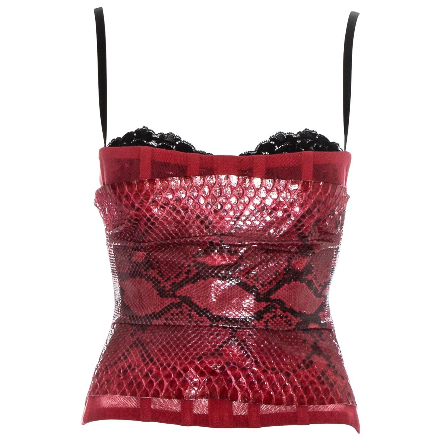 Dolce and Gabbana red snakeskin and mesh corset, ss 2005 at 1stDibs |  snakeskin corset, snake skin corset, dolce gabbana 2005