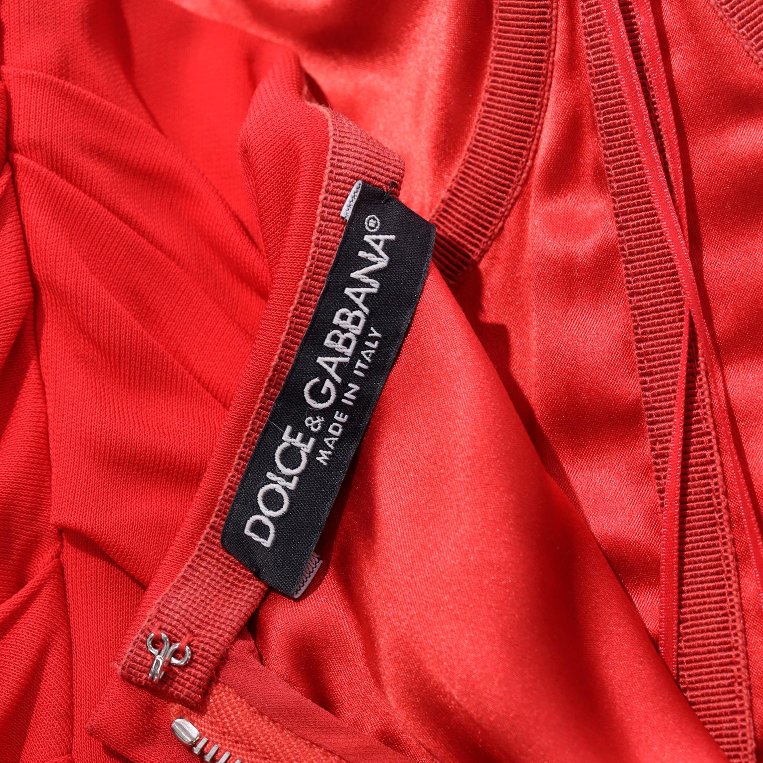 Dolce & Gabbana Red Strapless Ruched Bodycon Evening Mini Dress For Sale 6