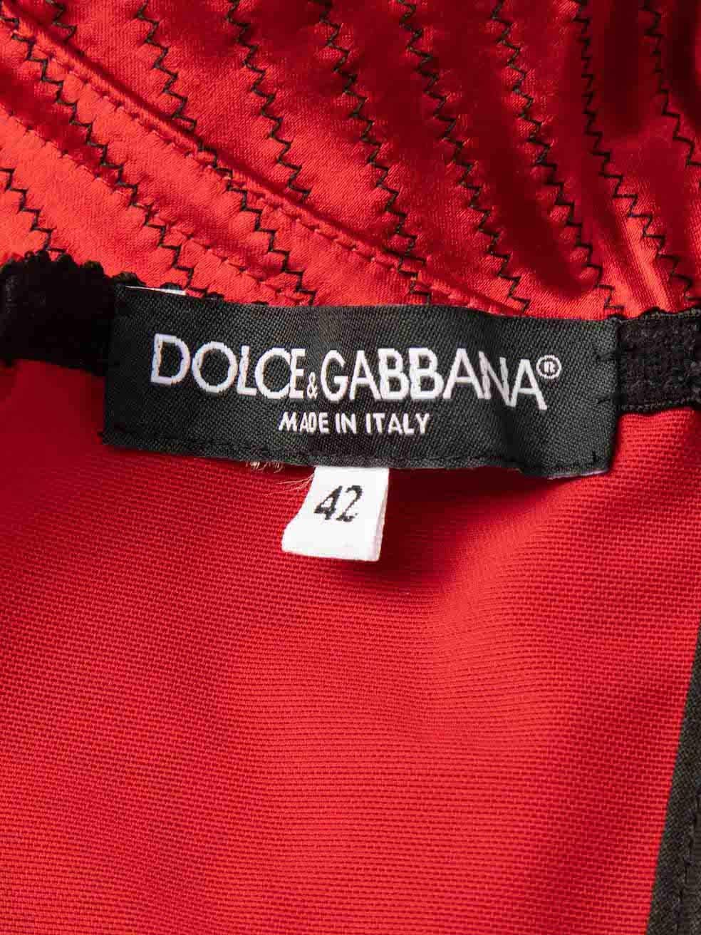 Dolce & Gabbana Rot gestreiftes Korsett mit Stickereien Größe M im Angebot 1