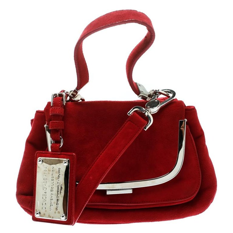 Dolce and Gabbana Red Suede Miss Sleek Crossbody Bag For Sale at 1stdibs