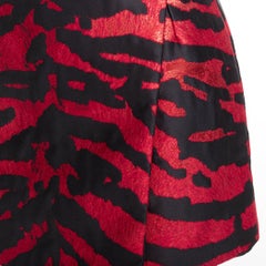 DOLCE GABBANA red tiger stripe metallic jacquard high waist mini skirt IT36 XS