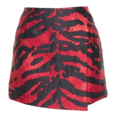 DOLCE GABBANA roter Tigerstreifen-Metallic-Jacquard-Minirock mit hoher Taille IT36 XS