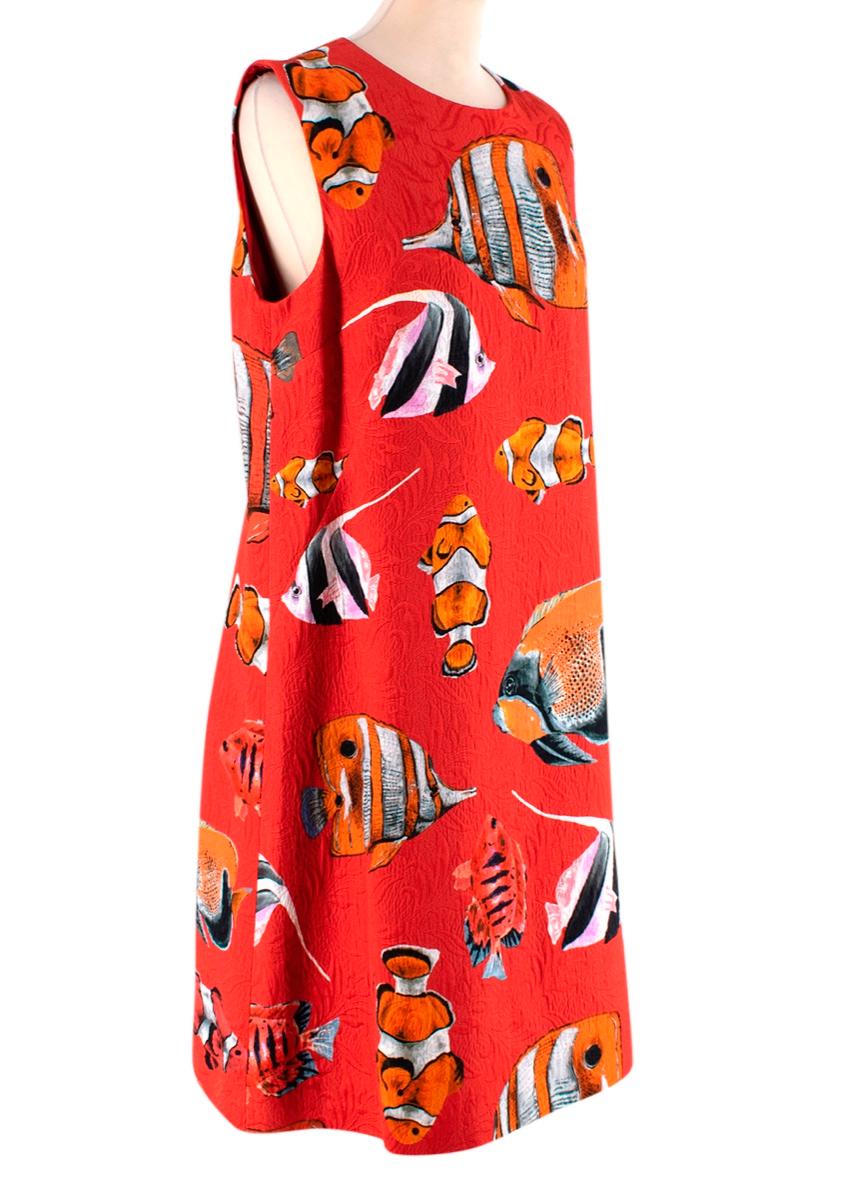 Tropical Fish Jersey Knit A-Line Dress