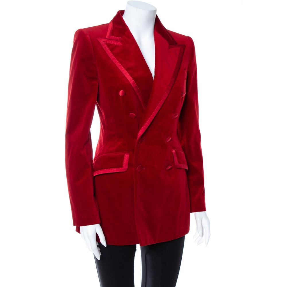 red velvet double breasted jacket