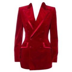 Dolce & Gabbana Red Velvet Double Breasted Blazer S