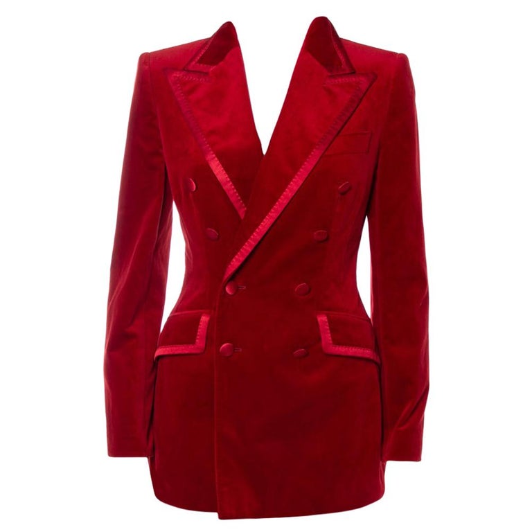 Dolce and Gabbana Red Velvet Double Breasted Blazer S at 1stDibs