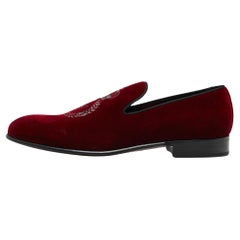 Dolce & Gabbana Red Velvet Embraided Accent Loafers Size 43