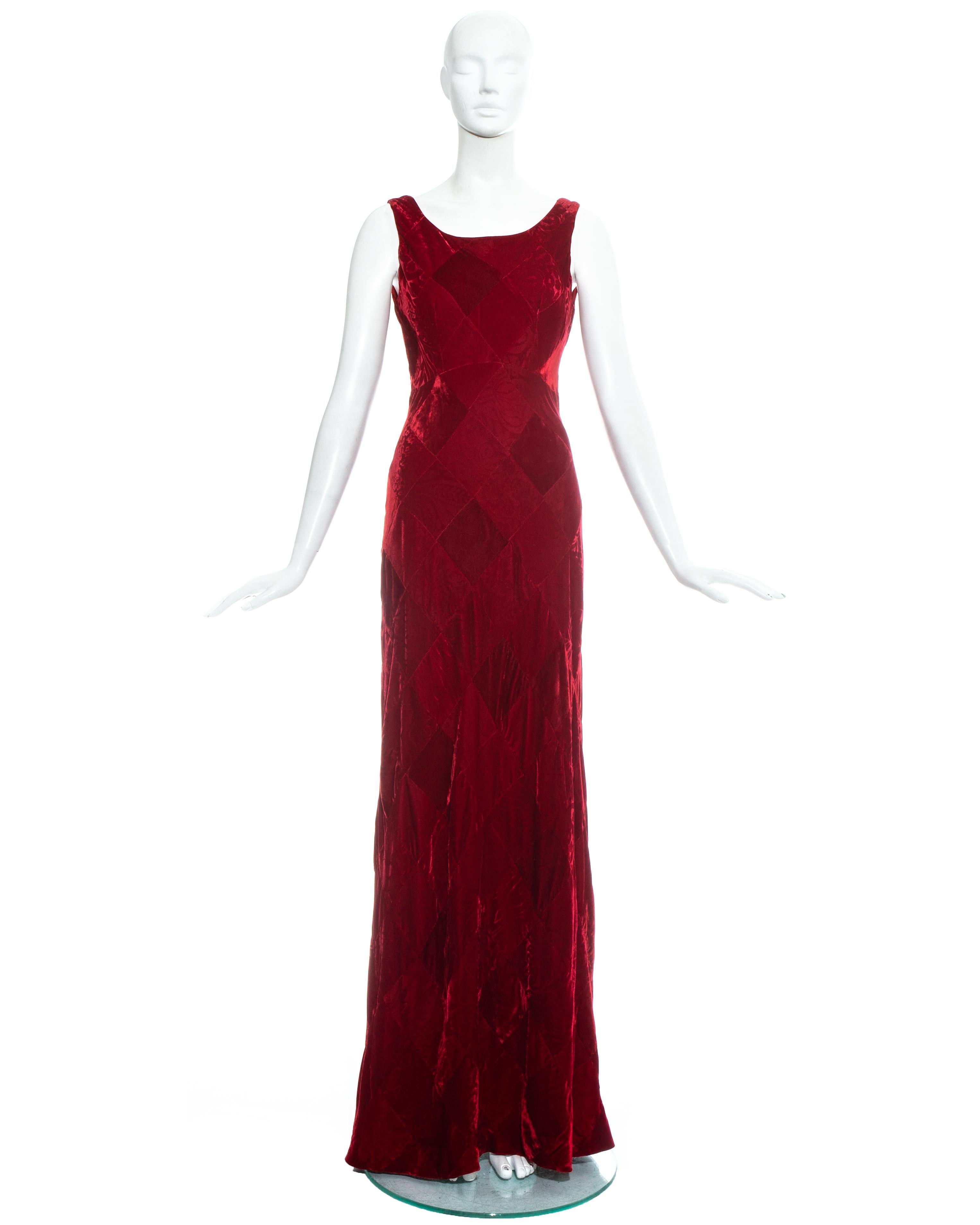 Dolce & Gabbana, red velvet diamond patchwork maxi dress.

Fall-Winter 1993
