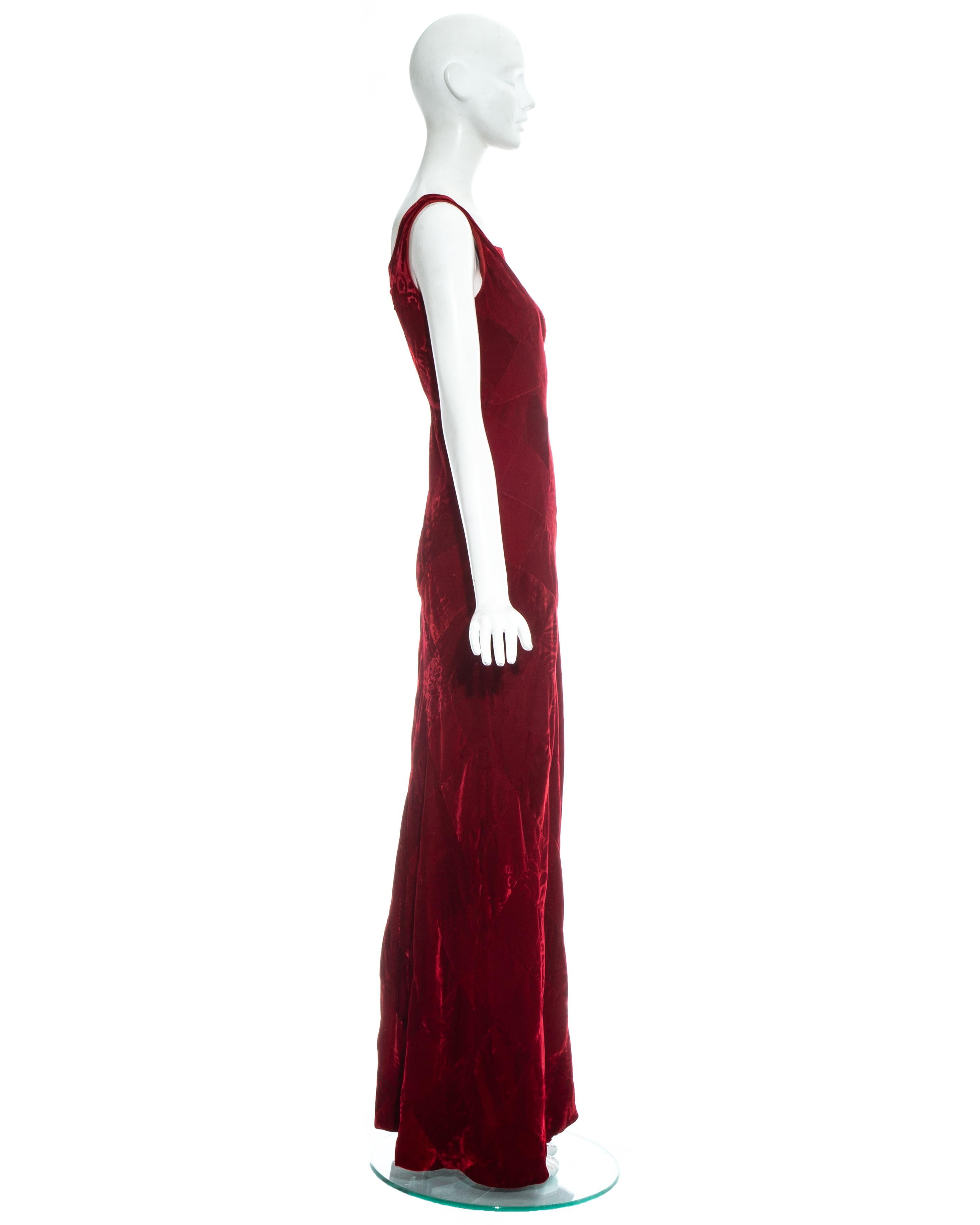 Dolce and Gabbana red velvet patchwork maxi dress, fw 1993 For Sale at ...