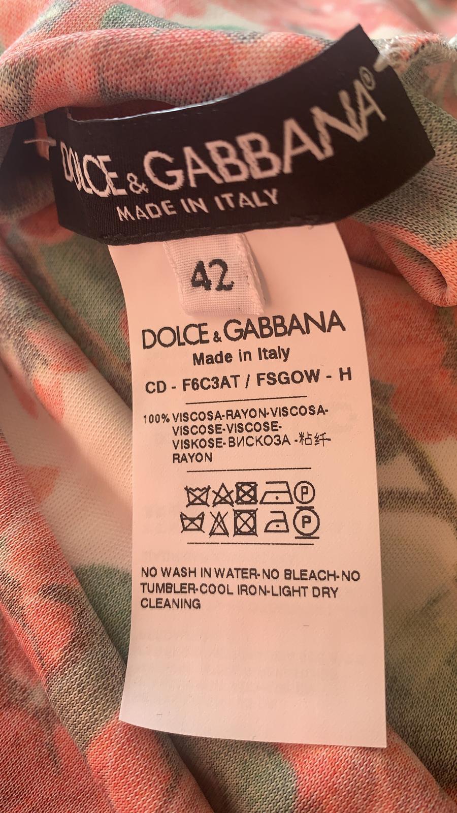 Dolce & Gabbana Red Viscose Geranium Jersey Crewneck Maxi Dress Floral Long 1