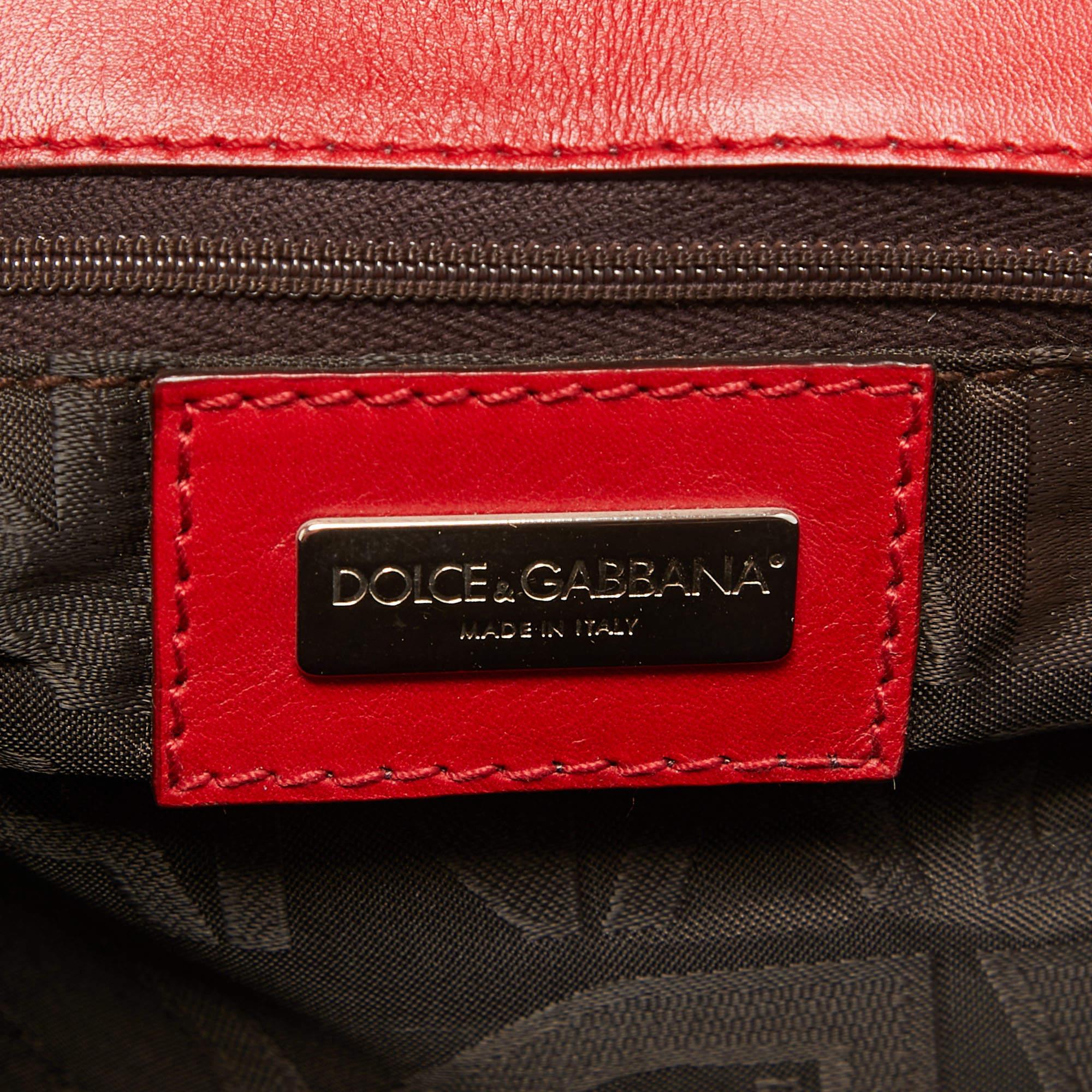 Dolce & Gabbana Red Watersnake Leather Satchel For Sale 3
