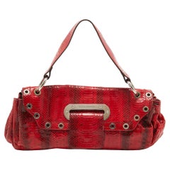 Dolce & Gabbana Red Watersnake Leather Satchel