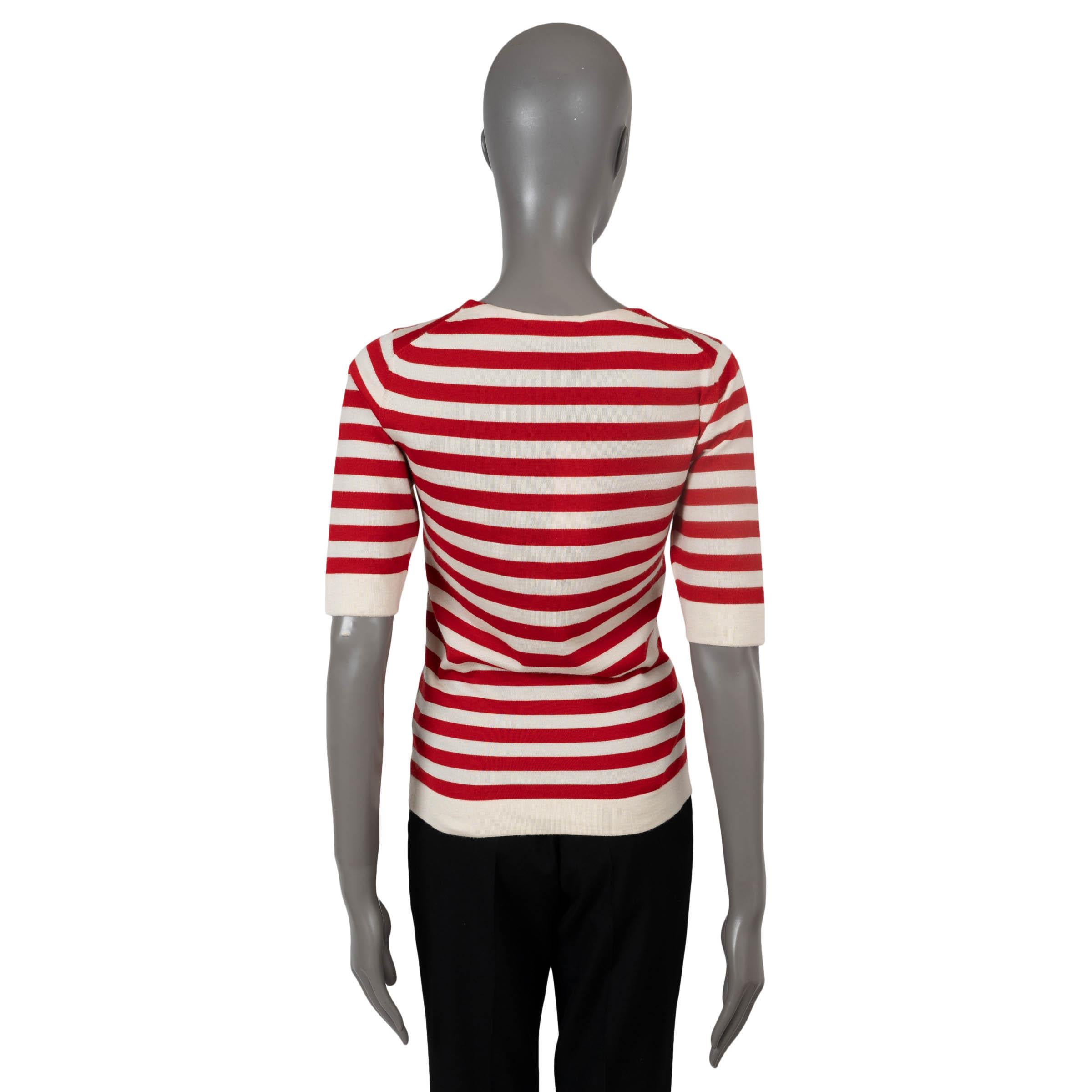 Brown DOLCE & GABBANA red & white cashmere STRIPED KNIT T-Shirt Shirt 42 M For Sale