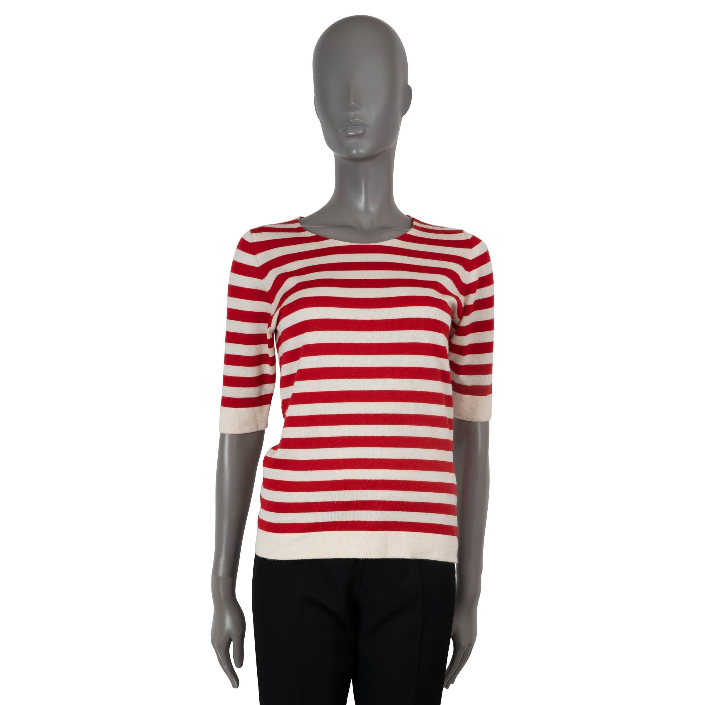 DOLCE & GABBANA red & white cashmere STRIPED KNIT T-Shirt Shirt 42 M For Sale
