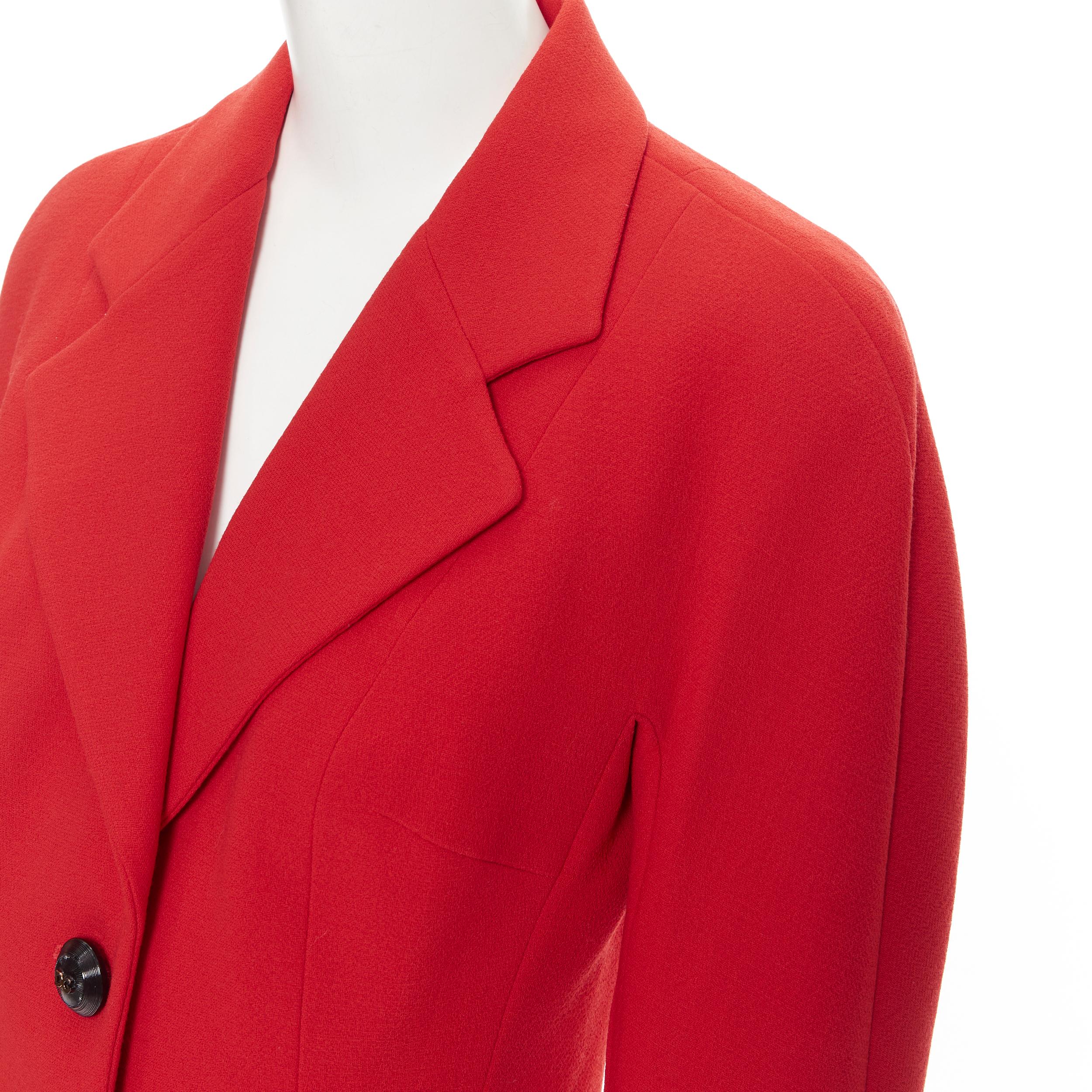 DOLCE GABBANA red wool crepe logo button fitted blazer skirt set IT42 M In Good Condition For Sale In Hong Kong, NT
