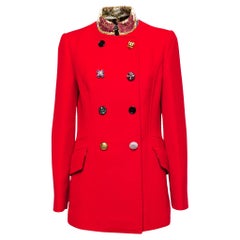 Dolce & Gabbana Red Wool Double-Breasted Coat M