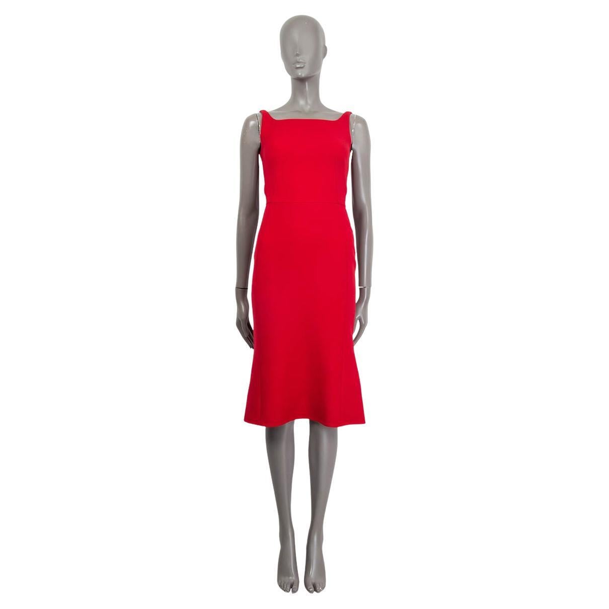 DOLCE & GABBANA red wool FLARED SLEEVELESS MIDI SHEATH Dress 38 XS For Sale